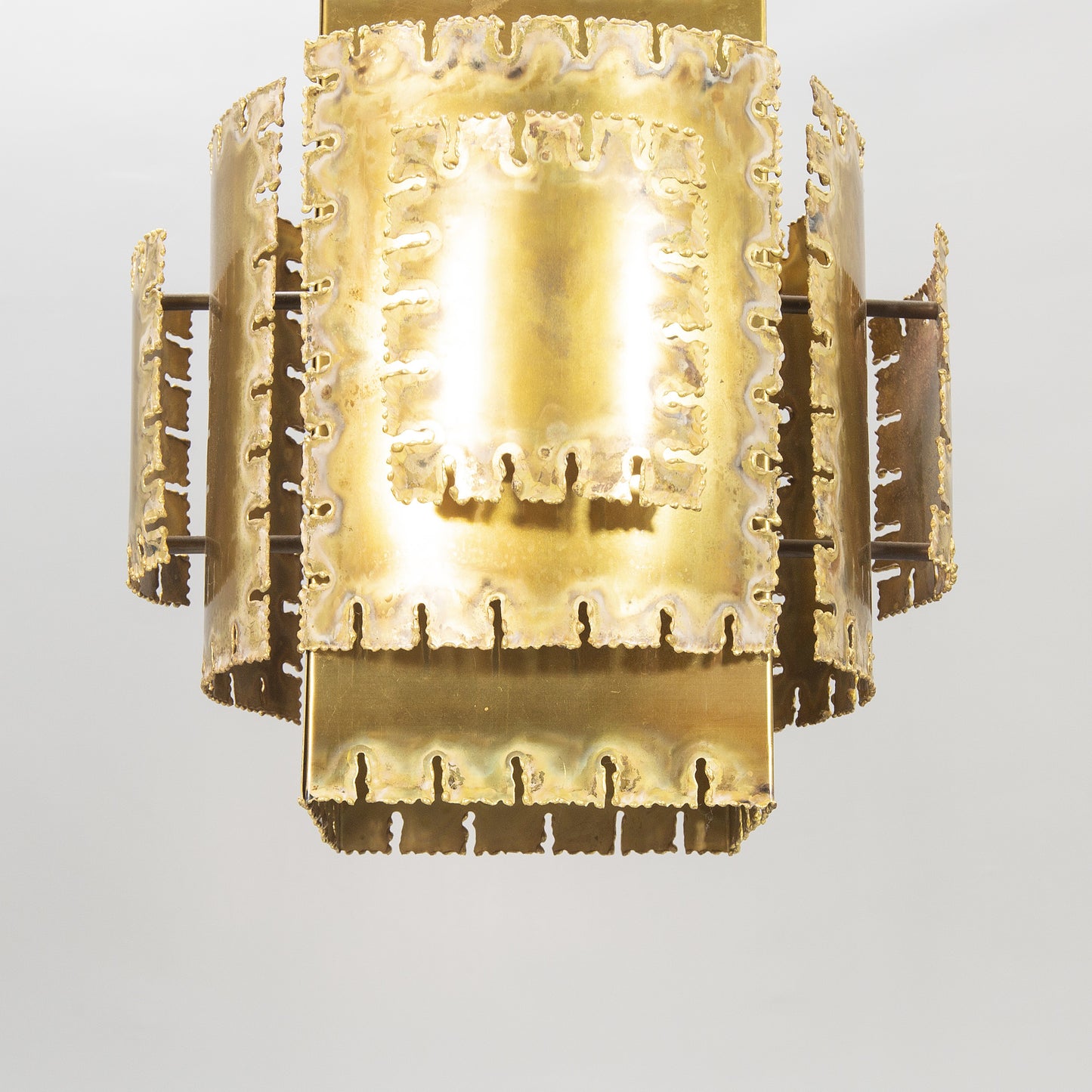 Svend Aage Holm Sorensen Brass Ceiling Lamp, Denmark, 1970