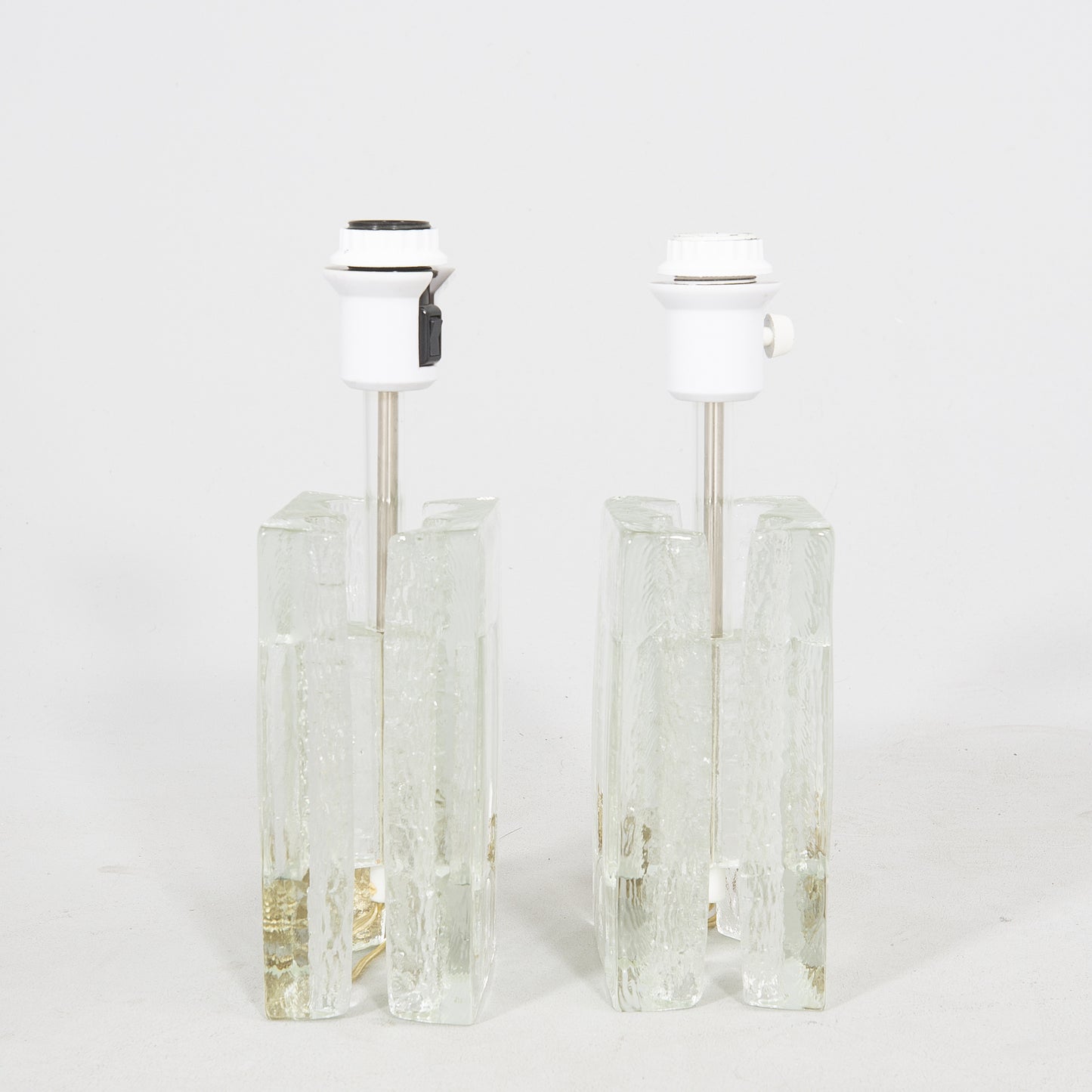 Crystal Blocks Table Lamps a Pair by Pukeberg, Sweden, 1970