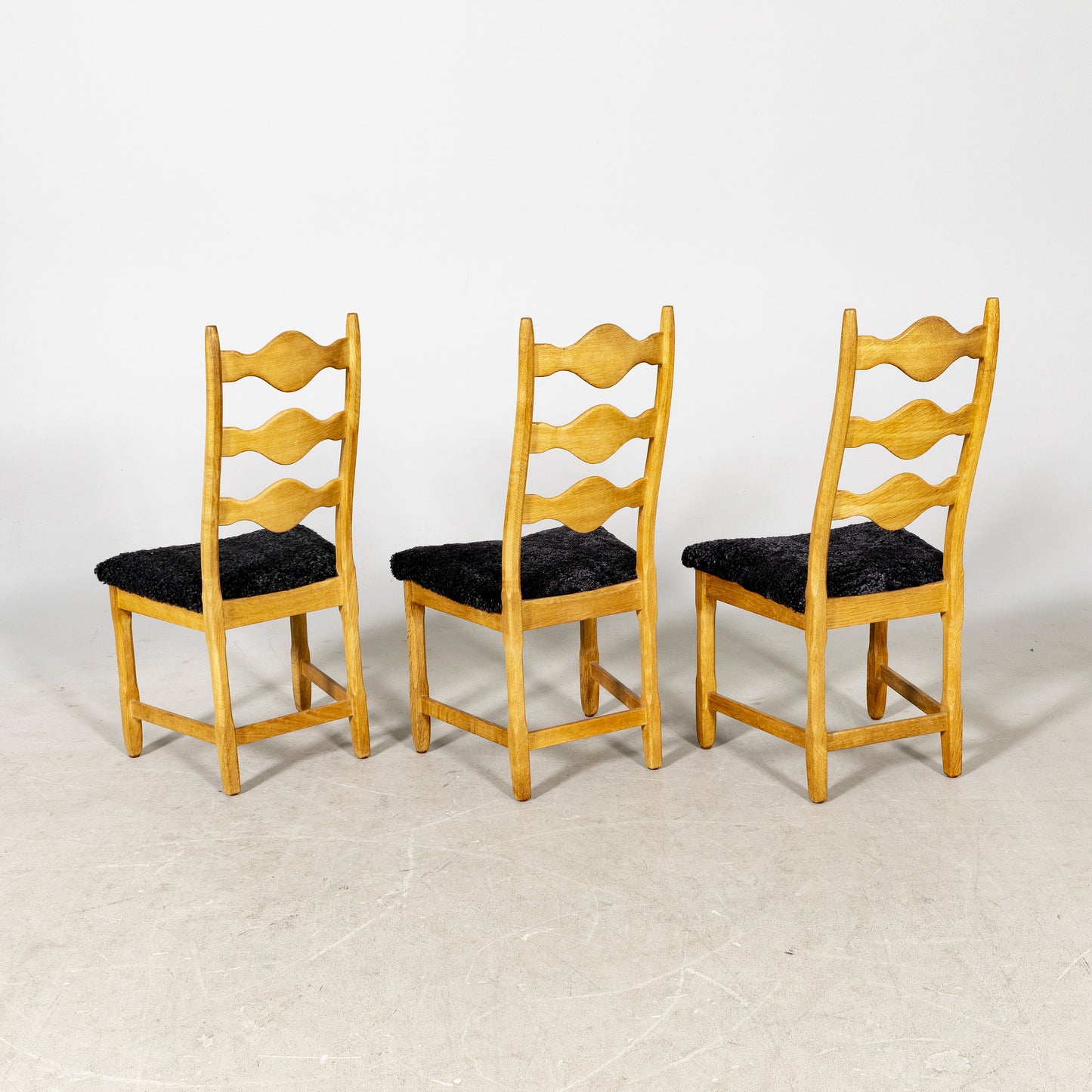 Set of 8 Henning Kjaernulf Razor Blade Oak Dining Chairs for EG Mobler 1960