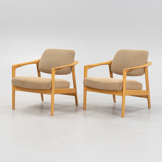 Folke Ohlson Rare Model "Ascot" Oak Armchair a pair by DUX, Sweden, 1960