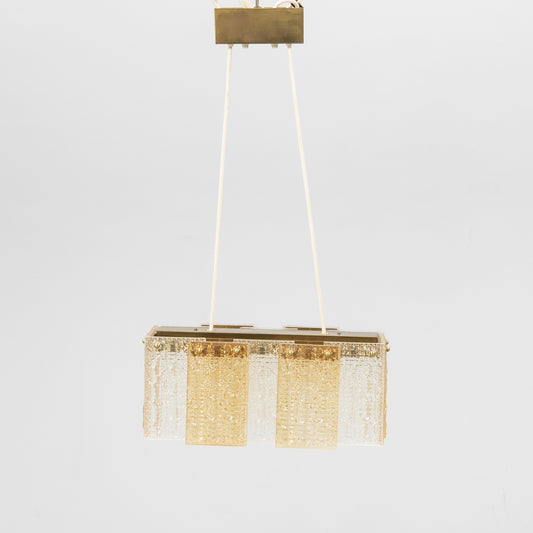 Orrefors Ceiling Pendant Glass and Brass, Sweden, 1960