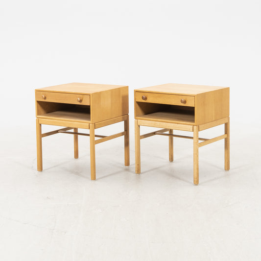 Sven Engström Gunnar Myrstrand bedside tables, "Casino", a pair Oak Sweden 1960