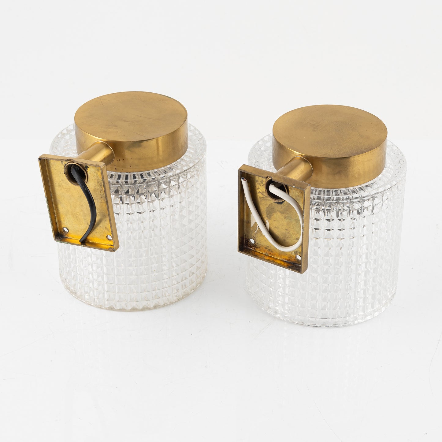 Carl Fagerlund for Orrefors Brass and Glass Pair of Sconces Sweden 1960