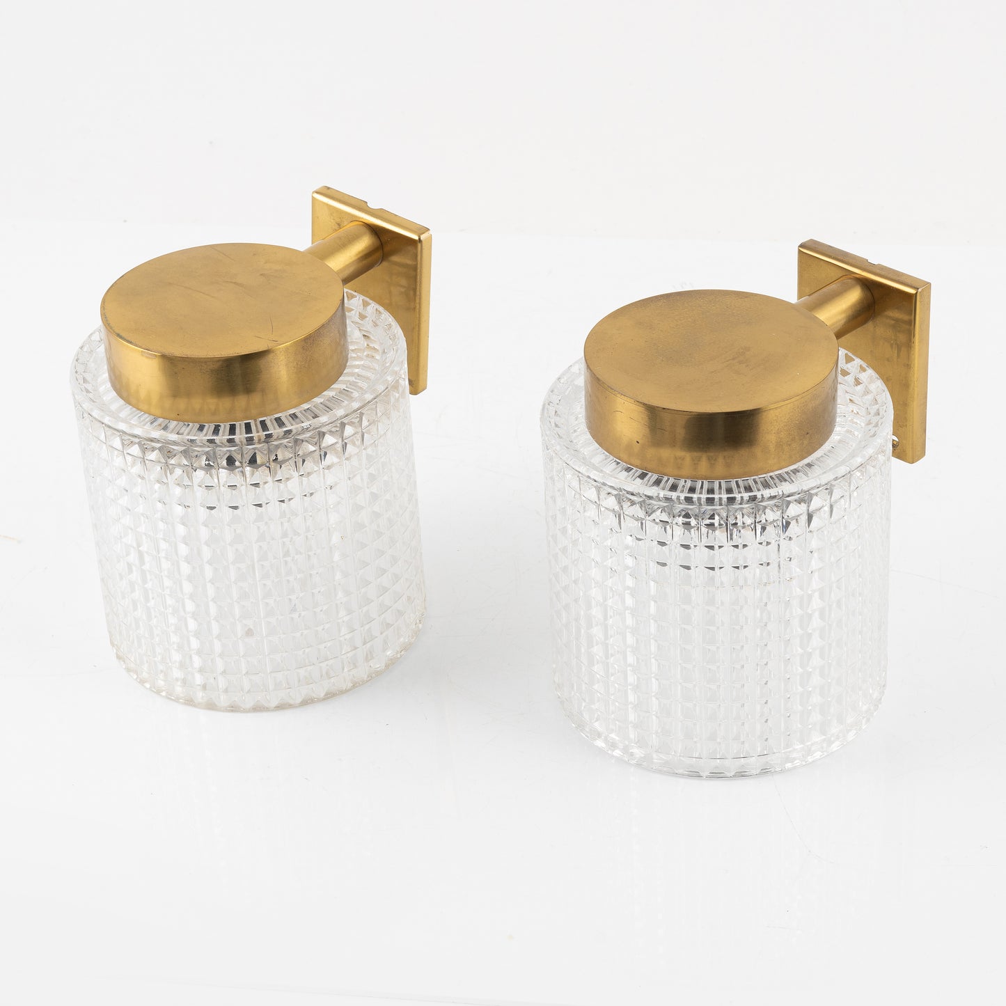 Carl Fagerlund for Orrefors Brass and Glass Pair of Sconces Sweden 1960