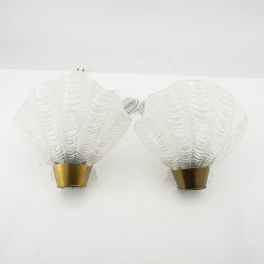 ASEA, Wall Sconces, Model Coquille Set of Two Shell Shaped Sweden 1950