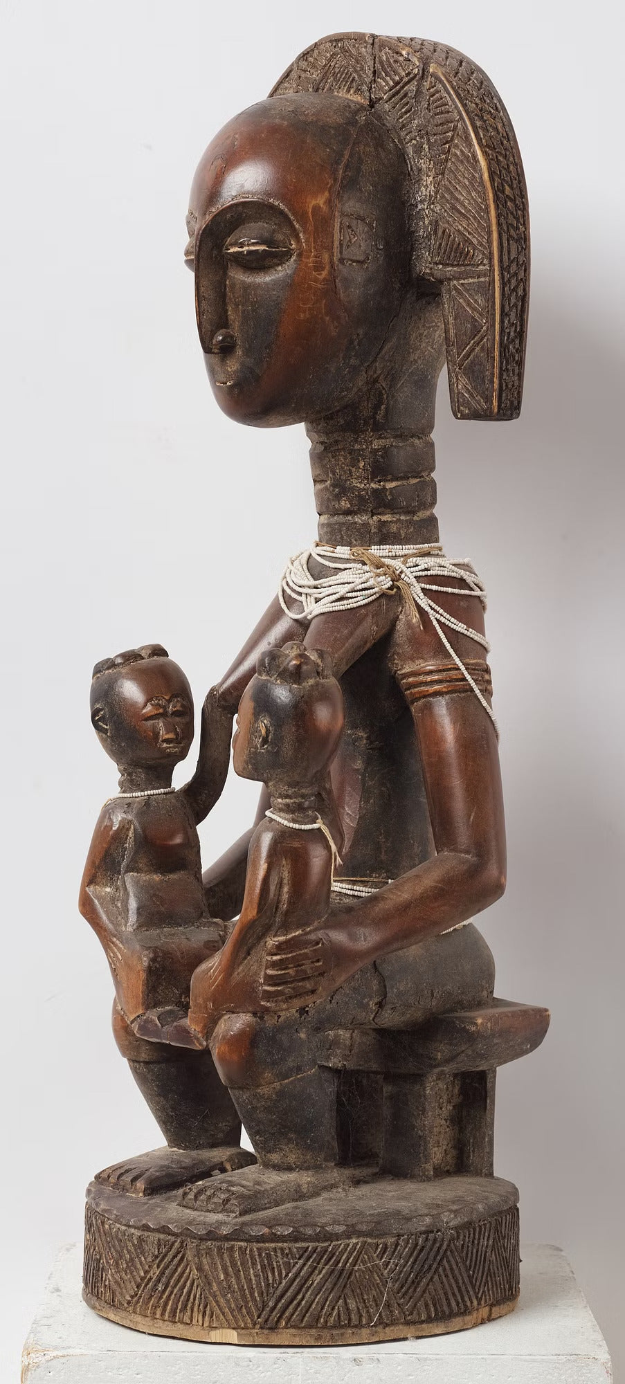 African Baule statue Mother with Childs, Ivory Coast mid  XXem