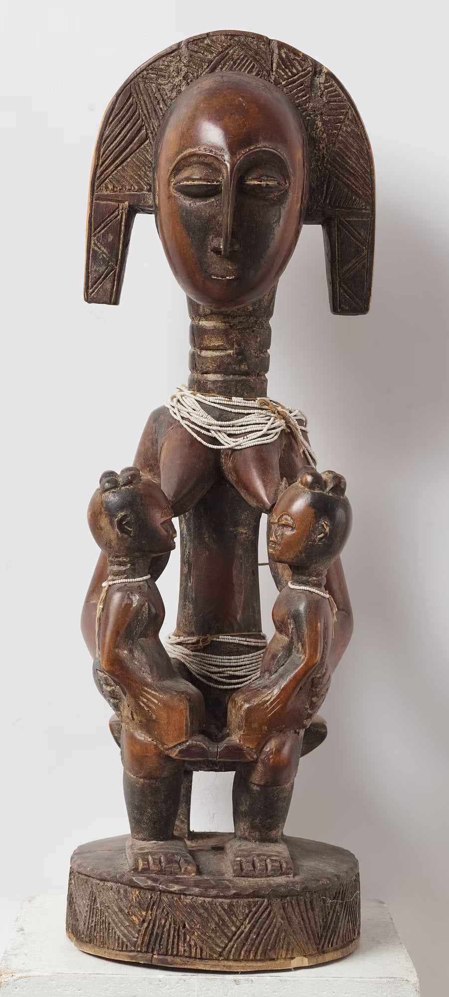African Baule statue Mother with Childs, Ivory Coast mid  XXem
