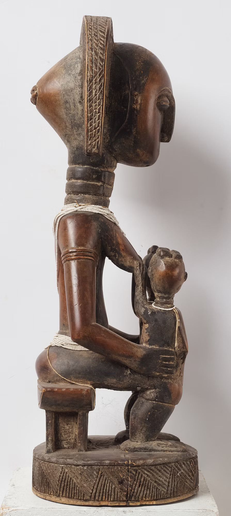 African Baule statue Mother with Childs, Ivory Coast mid  XXem