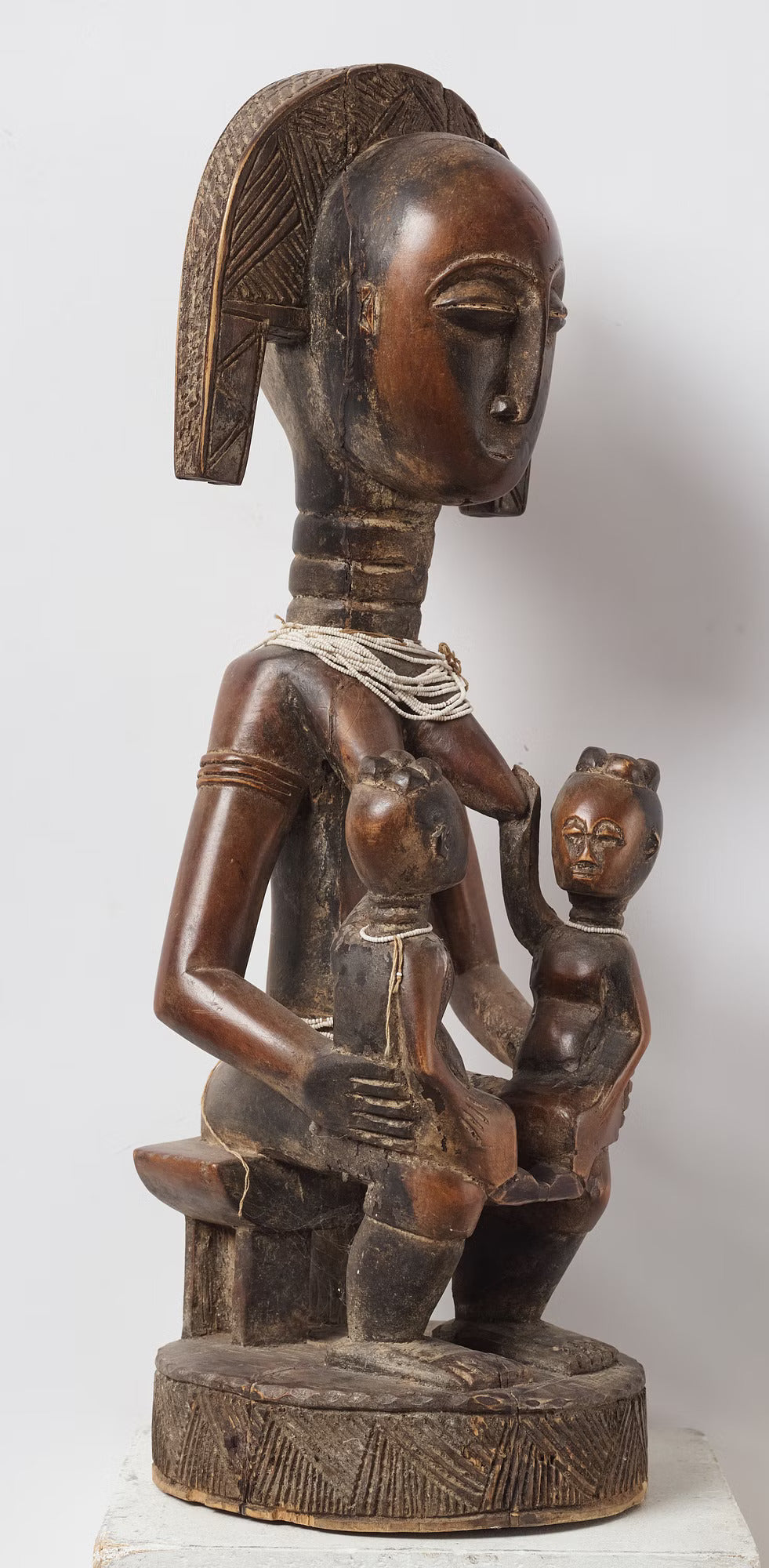 African Baule statue Mother with Childs, Ivory Coast mid  XXem