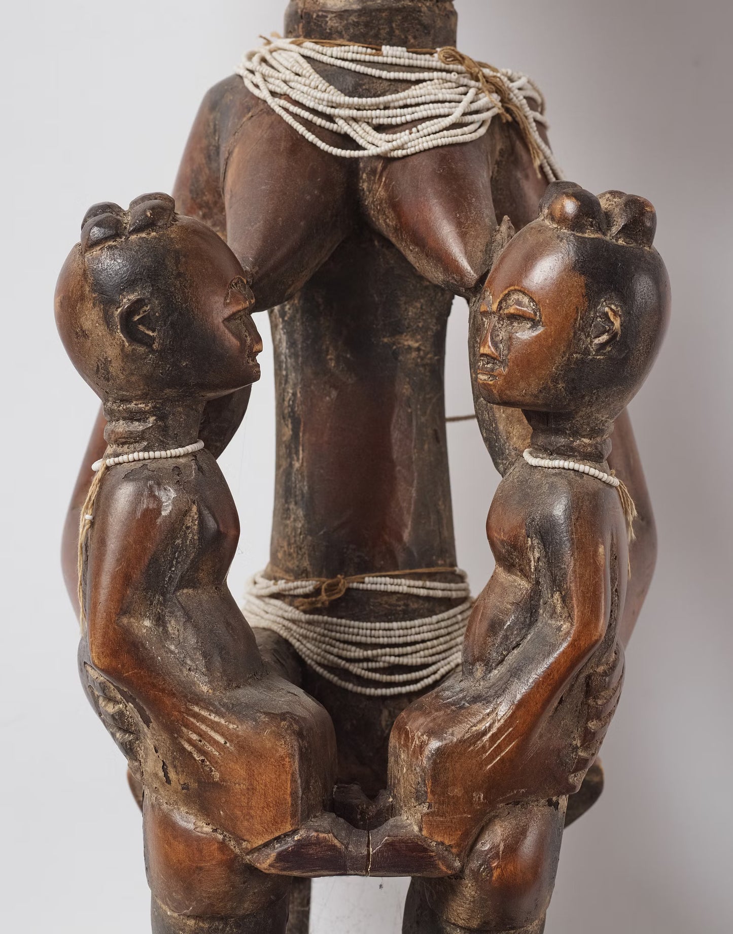 African Baule statue Mother with Childs, Ivory Coast mid  XXem
