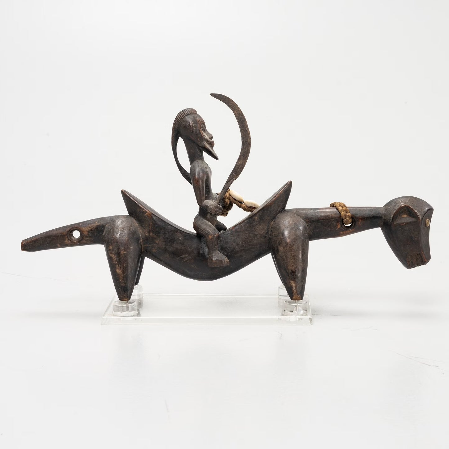 African statue Senoufo Horserider stylised figure Ivory Coast  C 1950s
