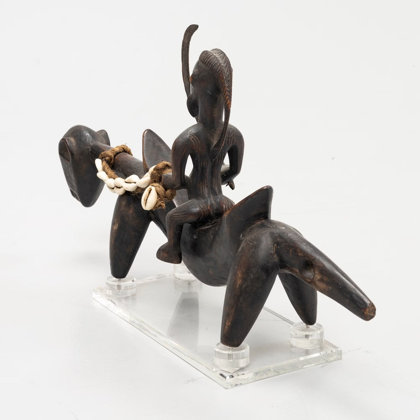 African statue Senoufo Horserider stylised figure Ivory Coast  C 1950s