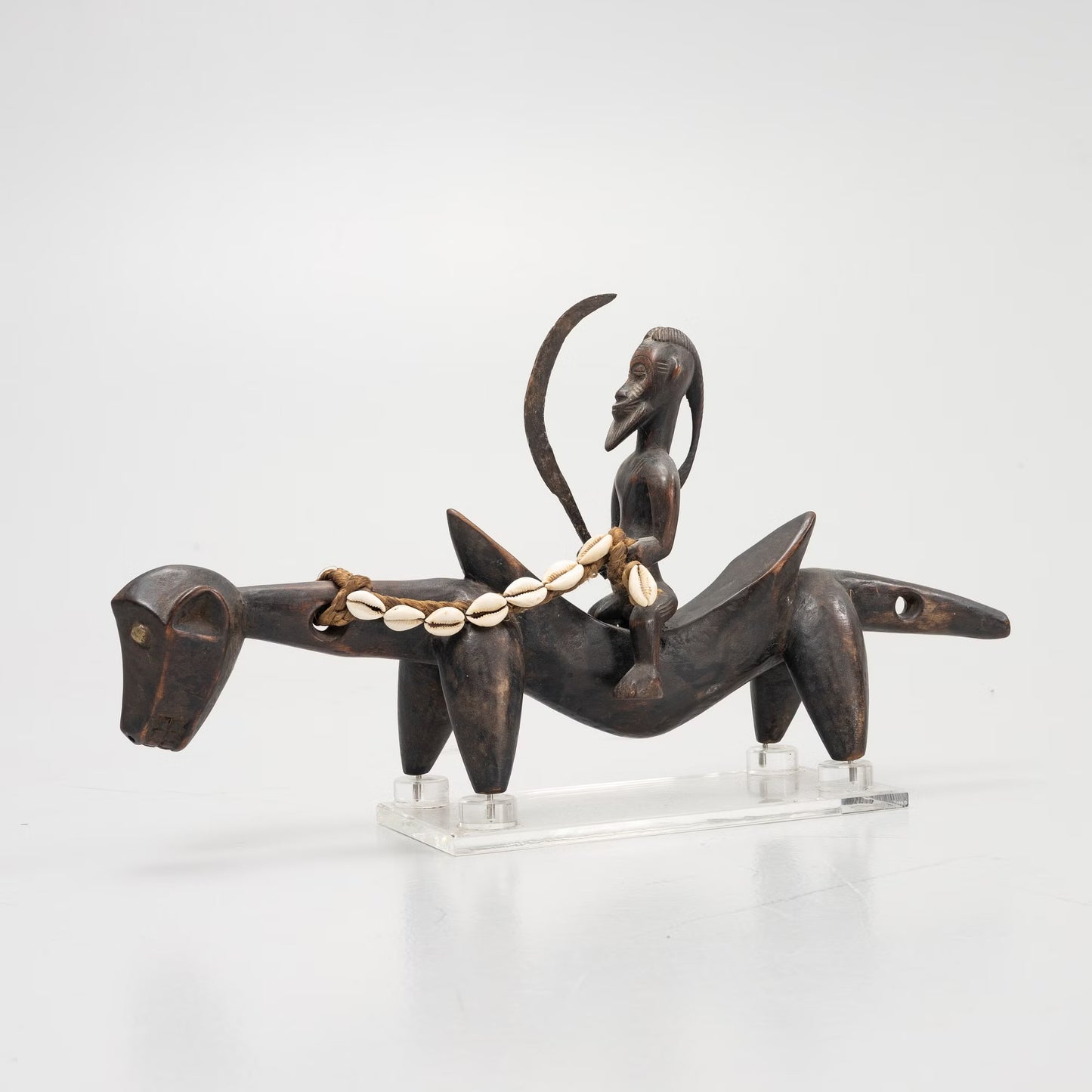African statue Senoufo Horserider stylised figure Ivory Coast  C 1950s