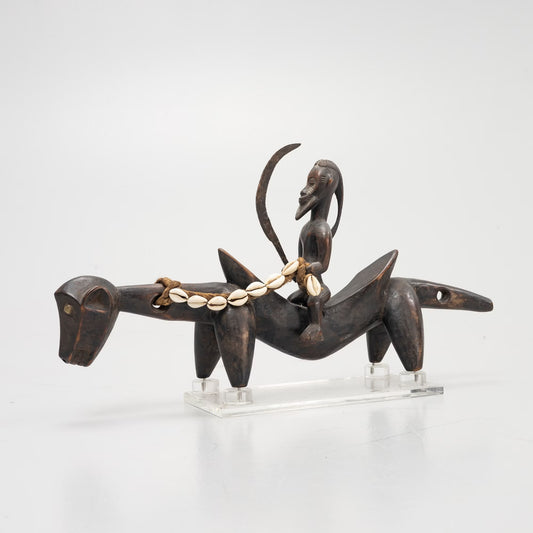African statue Senoufo Horserider stylised figure Ivory Coast  C 1950s
