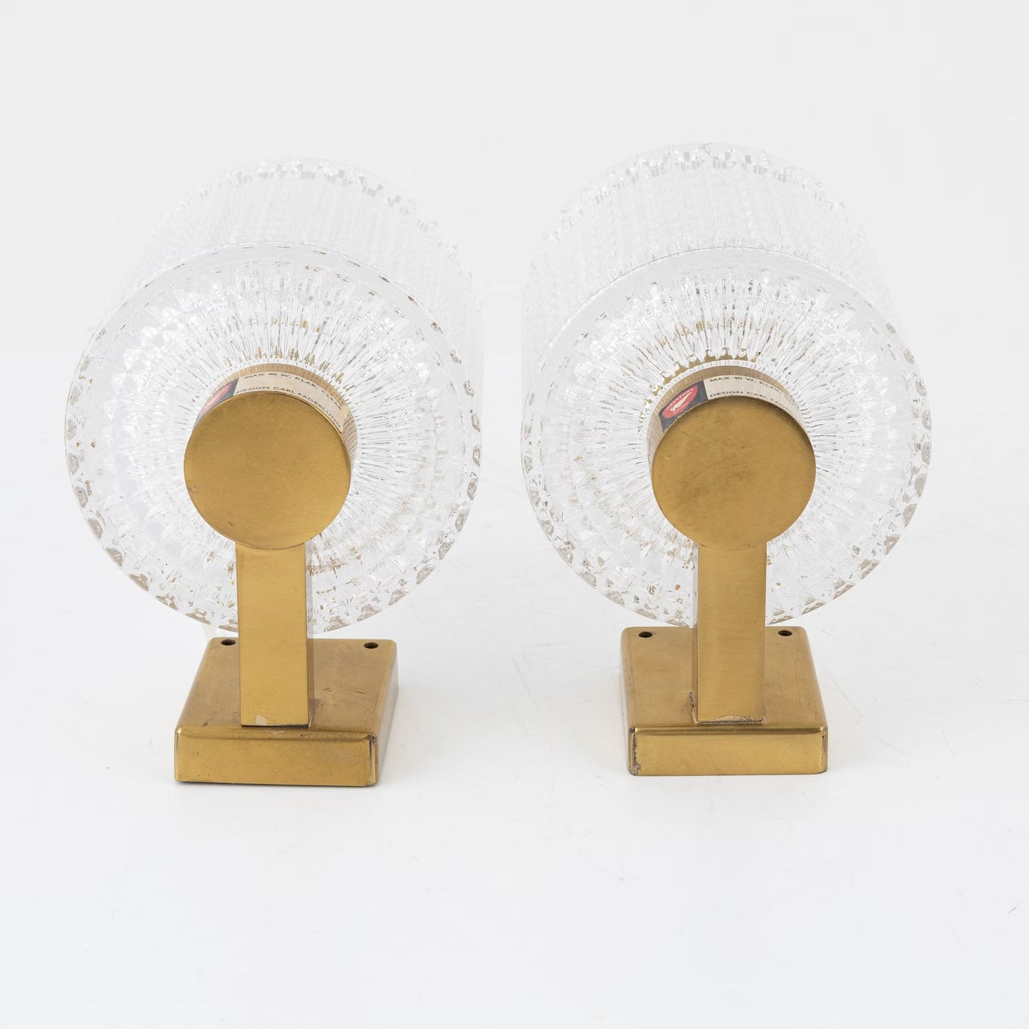 Carl Fagerlund for Orrefors Brass and Glass Pair of Sconces Sweden 1960