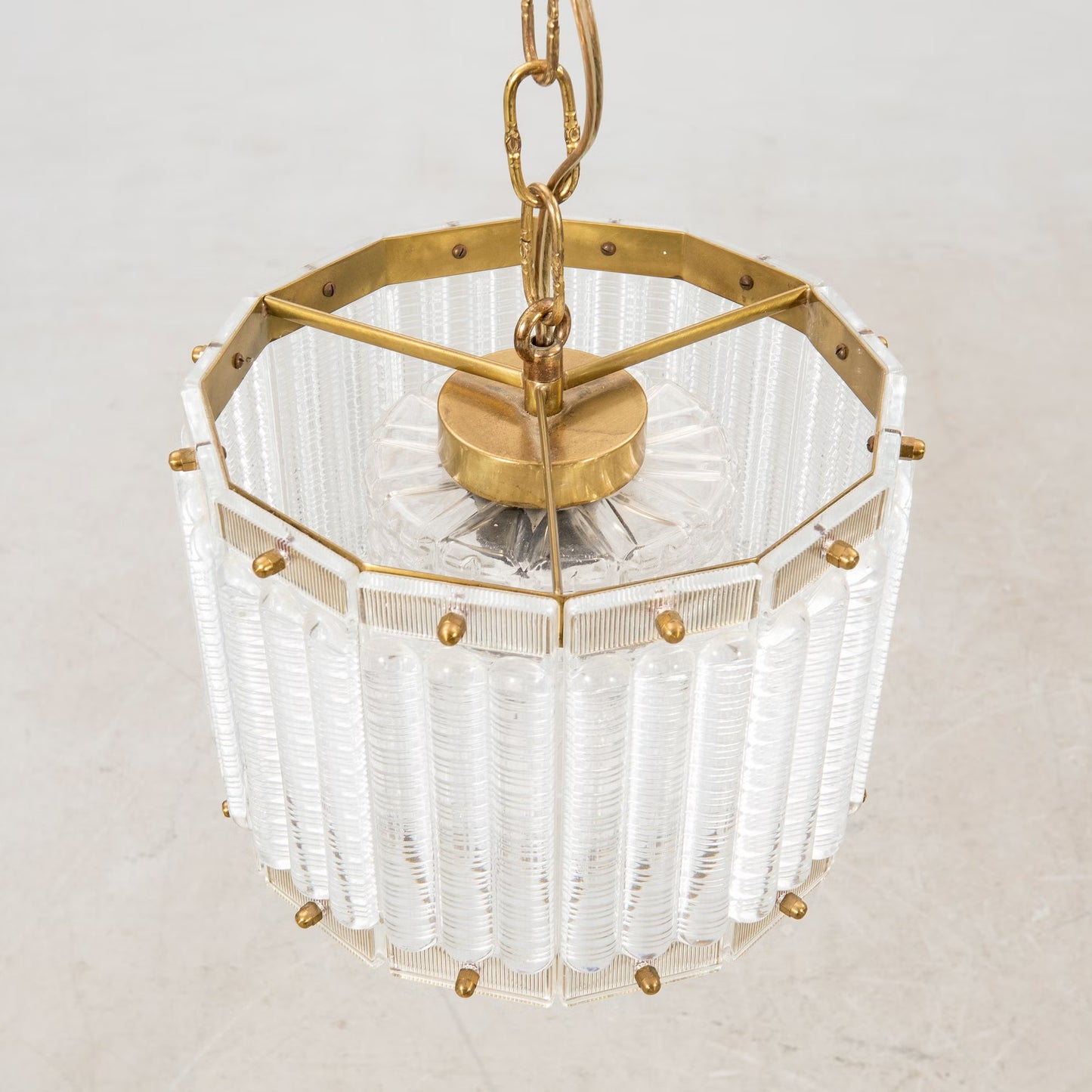 Orrefors ceiling lamp Brass and glass Sweden 1960