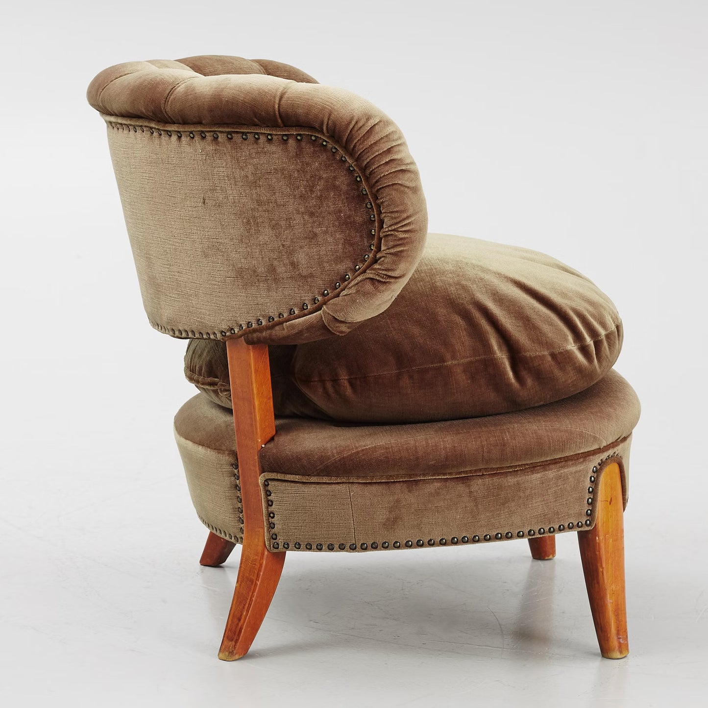 Otto Schulz Armchair Olive green velvet for Boët Sweden 1940