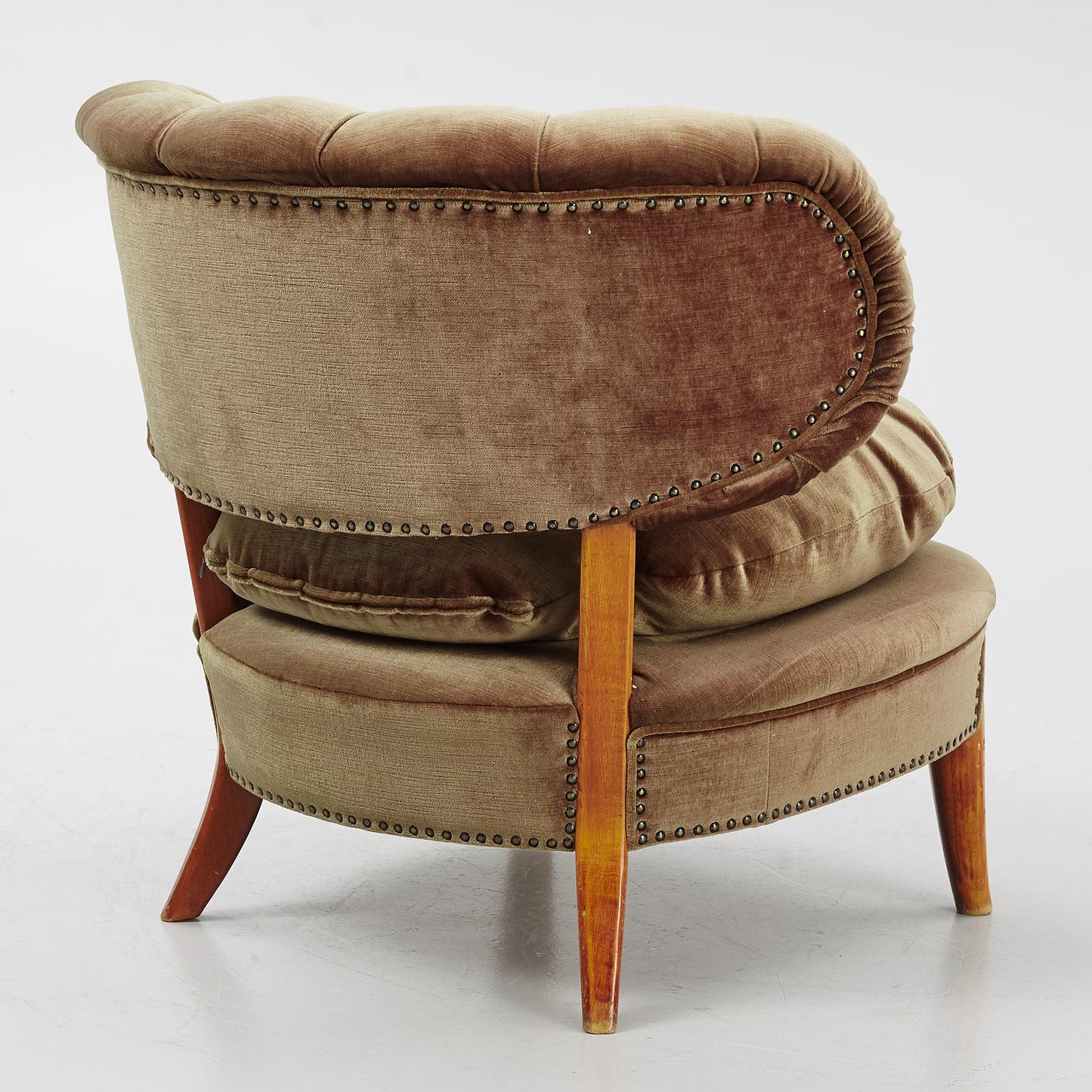 Otto Schulz Armchair Olive green velvet for Boët Sweden 1940