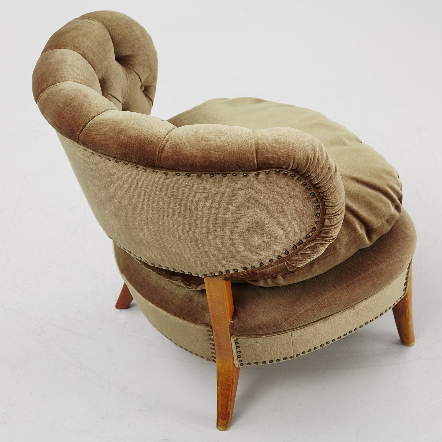 Otto Schulz Armchair Olive green velvet for Boët Sweden 1940