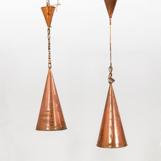 E.S Horn Aalestrup pendant lamp hand-hammered copper Denmark 1950s