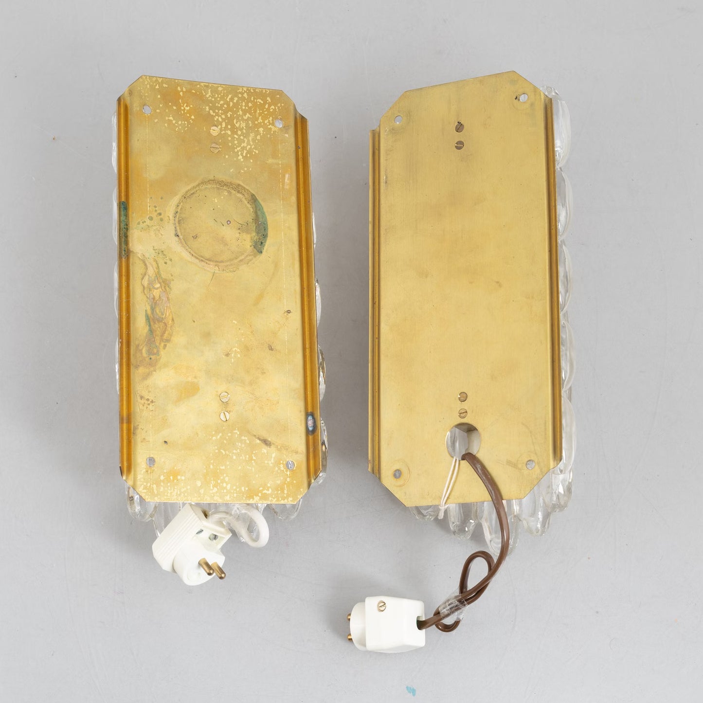 Carl Fagerlund sconces glass and brass for Orrefors Sweden 1960