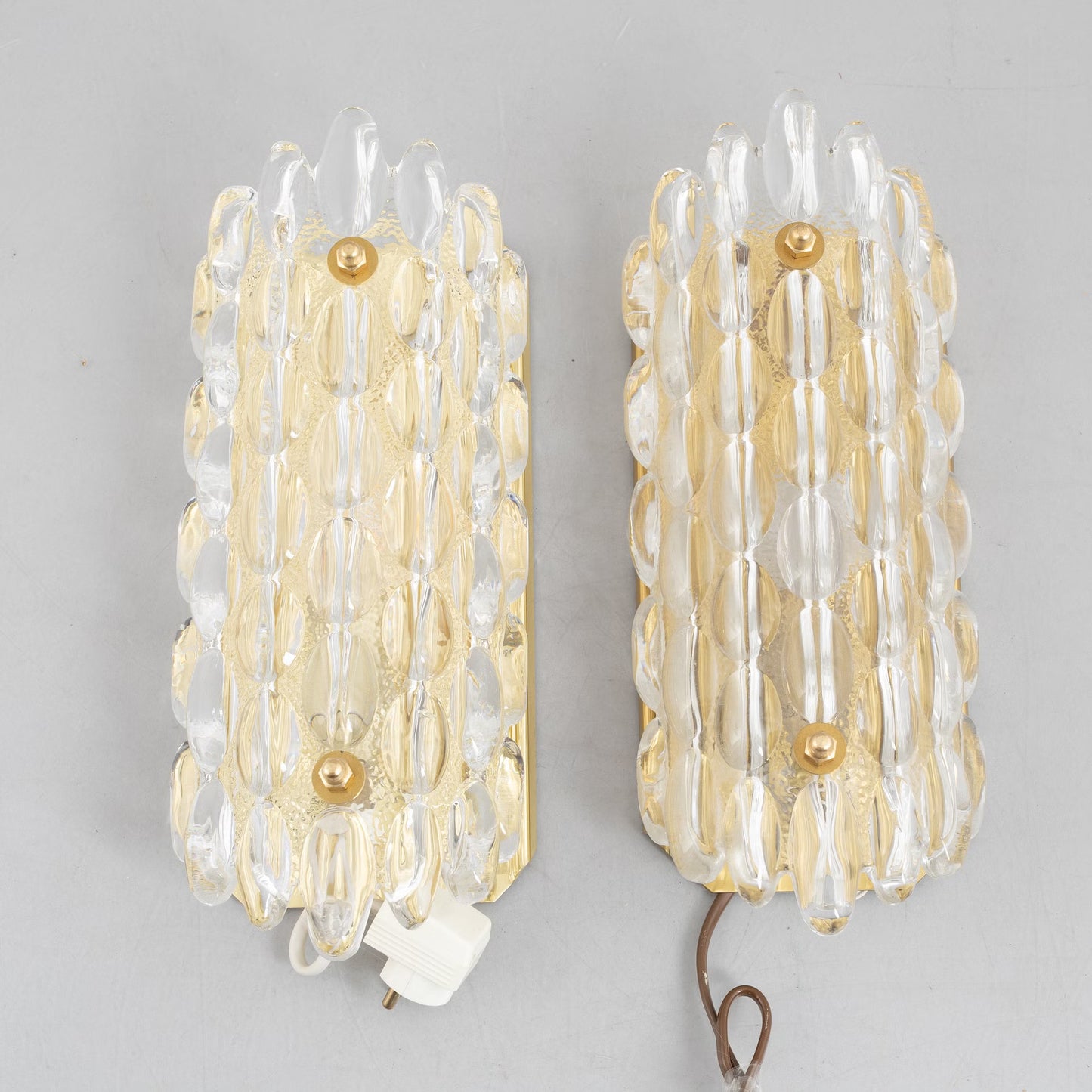 Carl Fagerlund sconces glass and brass for Orrefors Sweden 1960