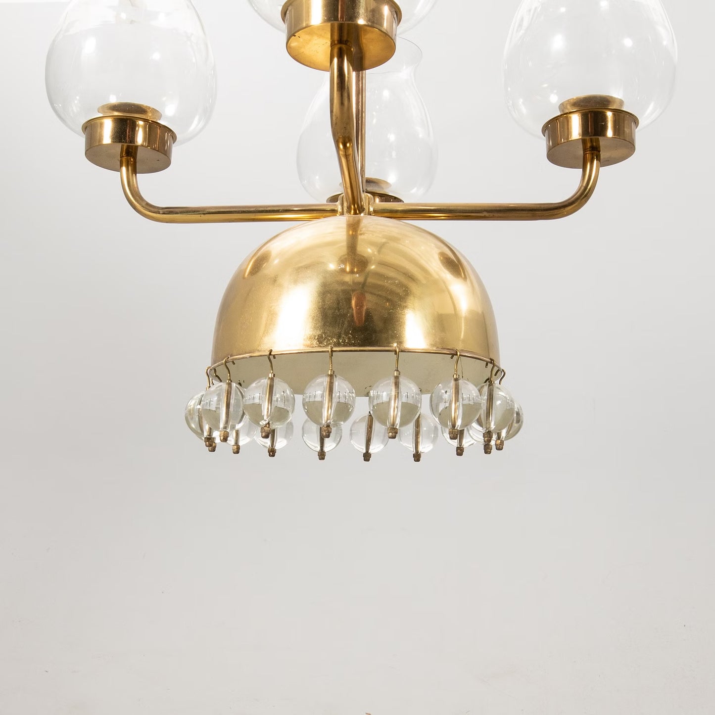 Erik Höglund chandelier Brass and Glass Sweden 1960