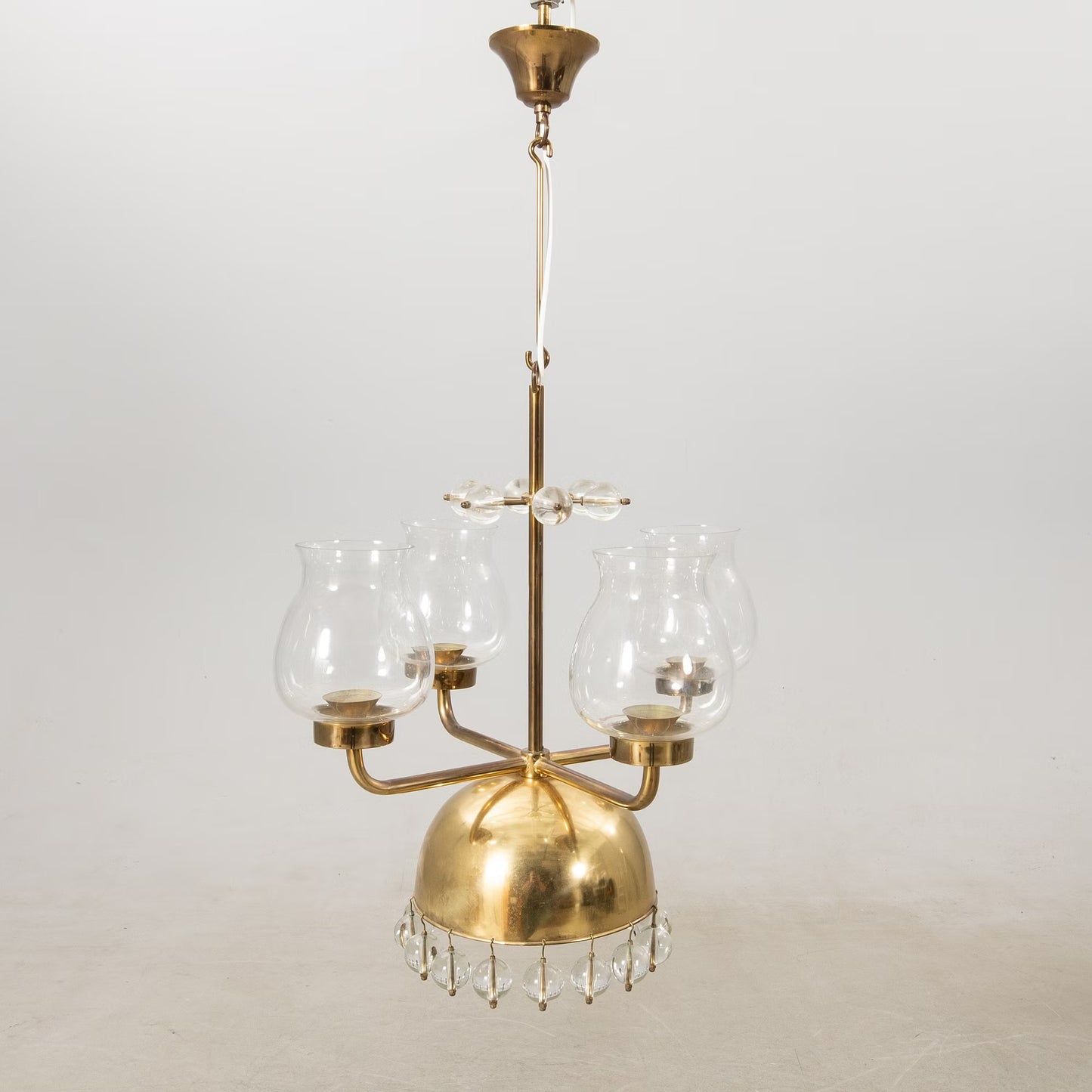 Erik Höglund chandelier Brass and Glass Sweden 1960