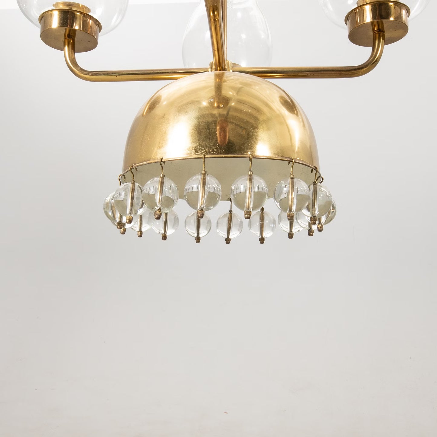 Erik Höglund chandelier Brass and Glass Sweden 1960