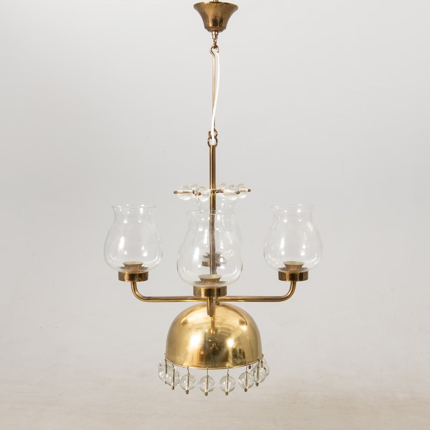Erik Höglund chandelier Brass and Glass Sweden 1960