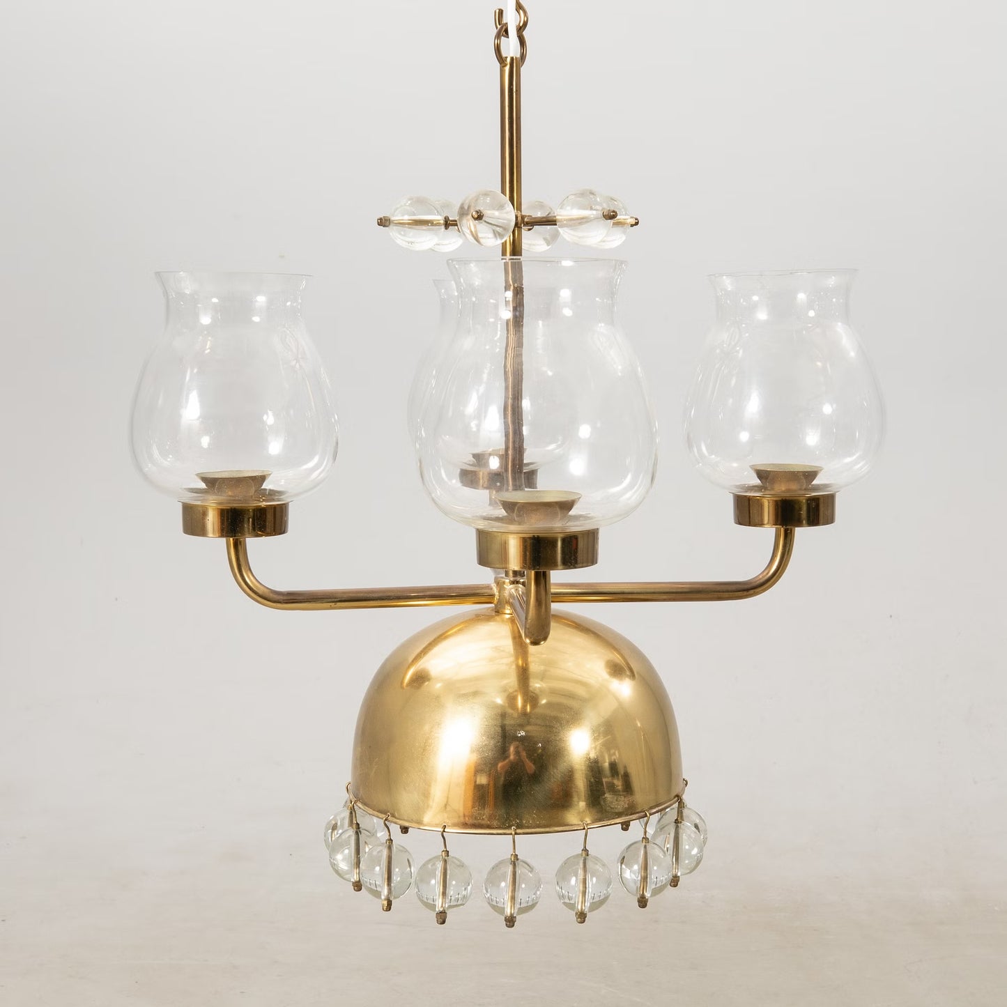 Erik Höglund chandelier Brass and Glass Sweden 1960