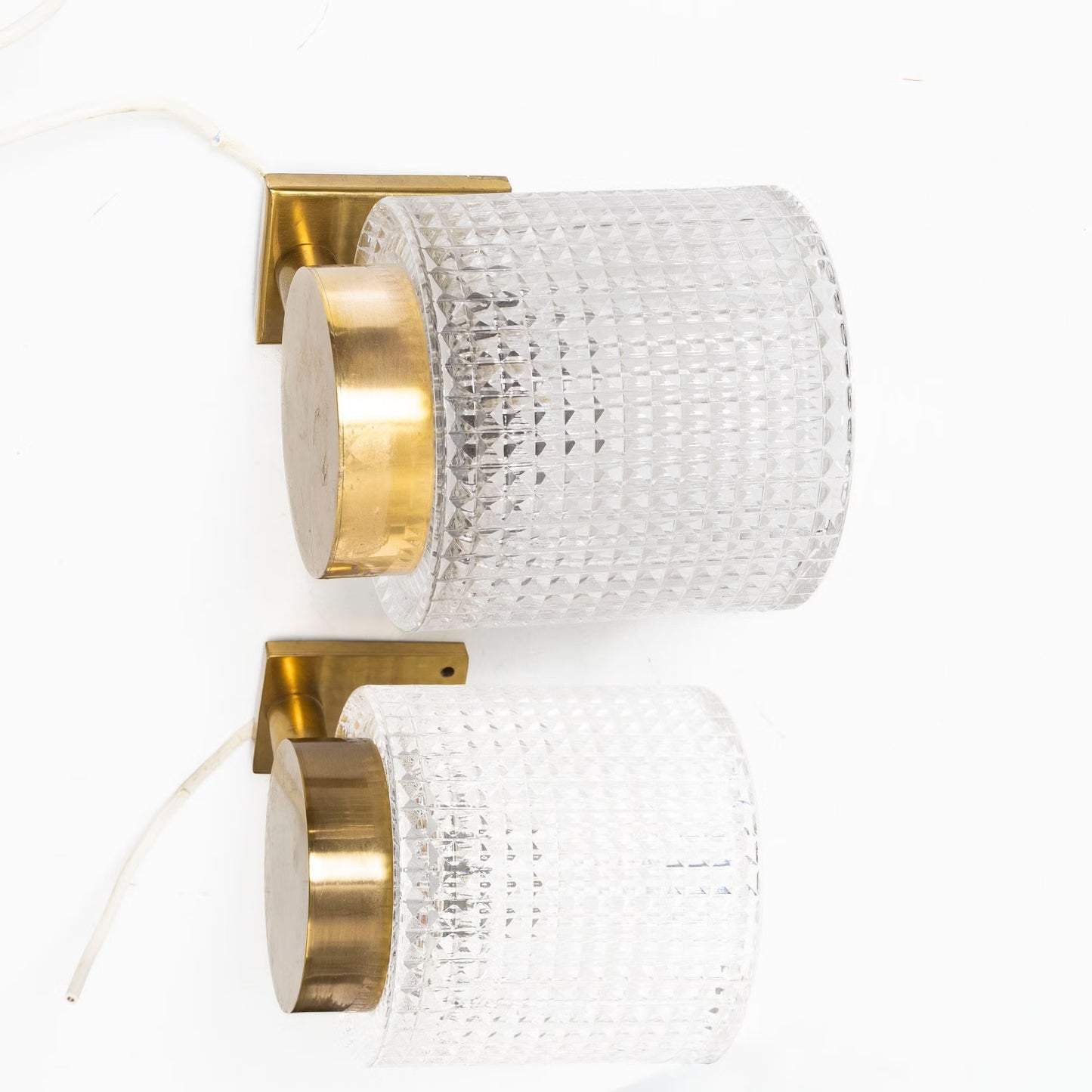 Carl Fagerlund for Orrefors Brass and Glass Pair of Sconces Sweden 1960