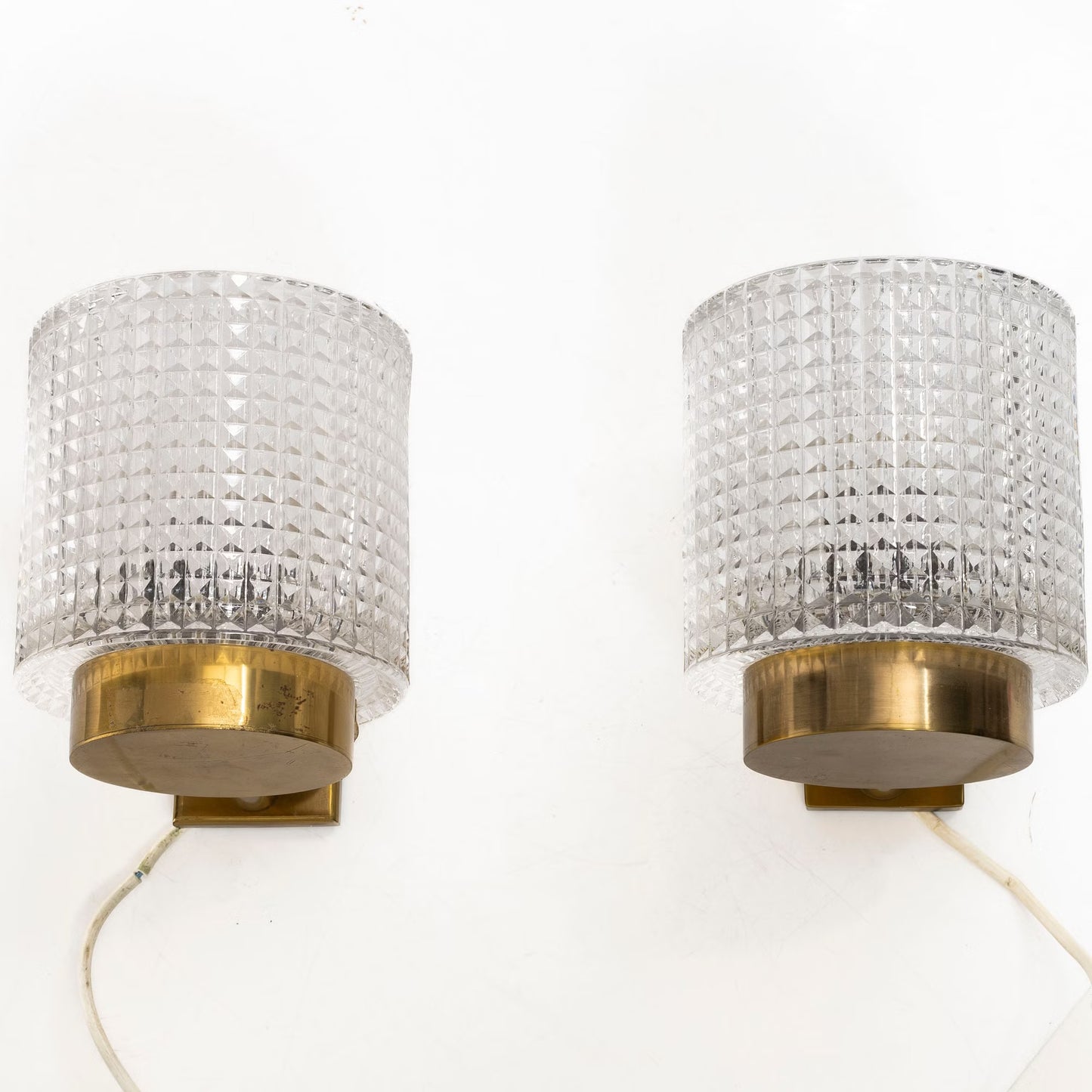Carl Fagerlund for Orrefors Brass and Glass Pair of Sconces Sweden 1960