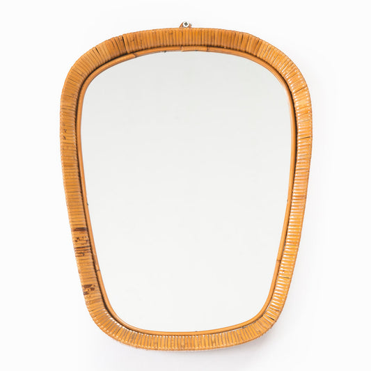 Mirror oval in rattan frame France 1950