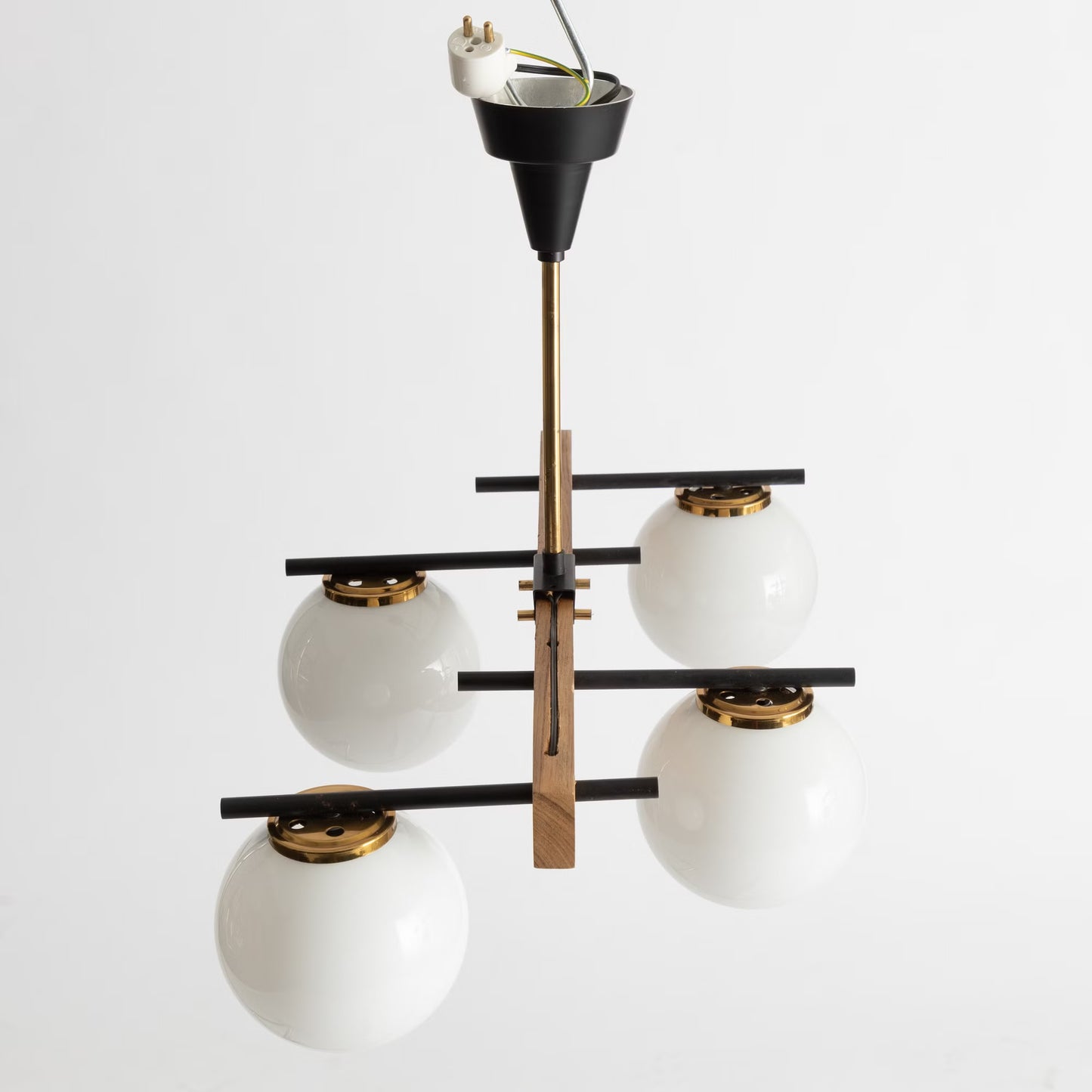 Stilnovo Style Ceiling light Mid-Century Modern Brass & Glass Italy 1960s