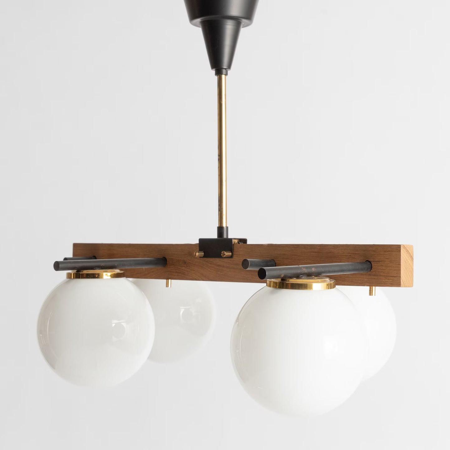 Stilnovo Style Ceiling light Mid-Century Modern Brass & Glass Italy 1960s