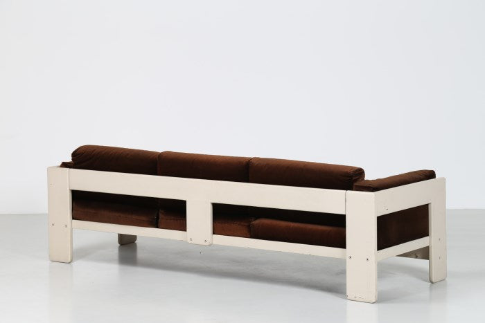 Tobia Scarpa White Lacquered Sofa 3 Seats Model Bastiano for Gavina, Italy 1960s