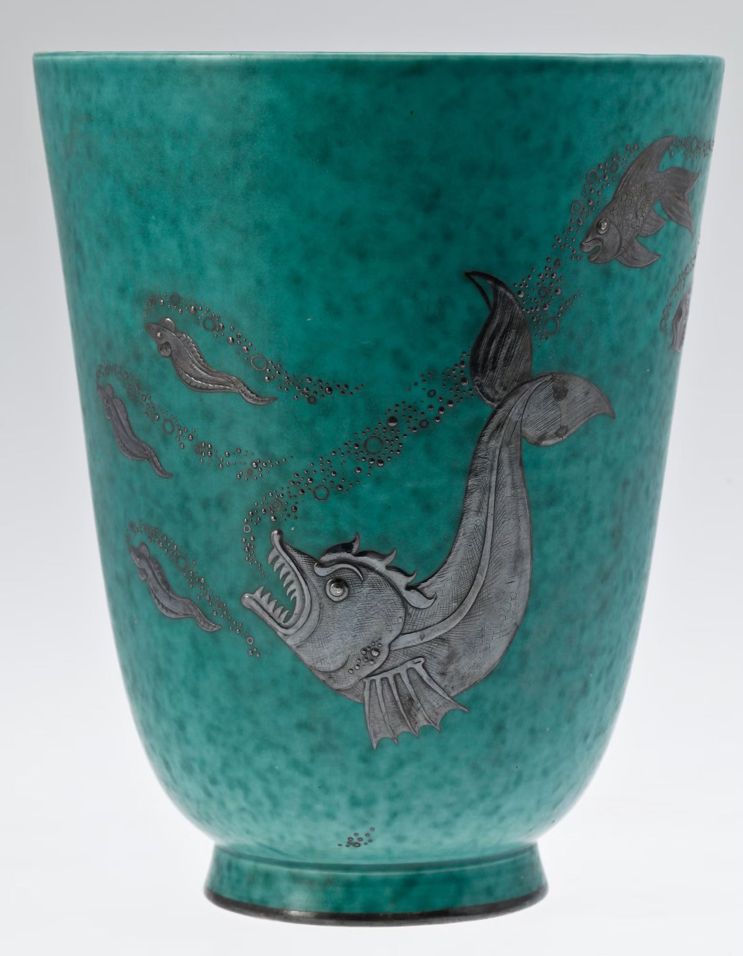 Wilhelm Kage Vase ceramic ‘Argenta’ for Gustavsberg Sweden 1940s Marked