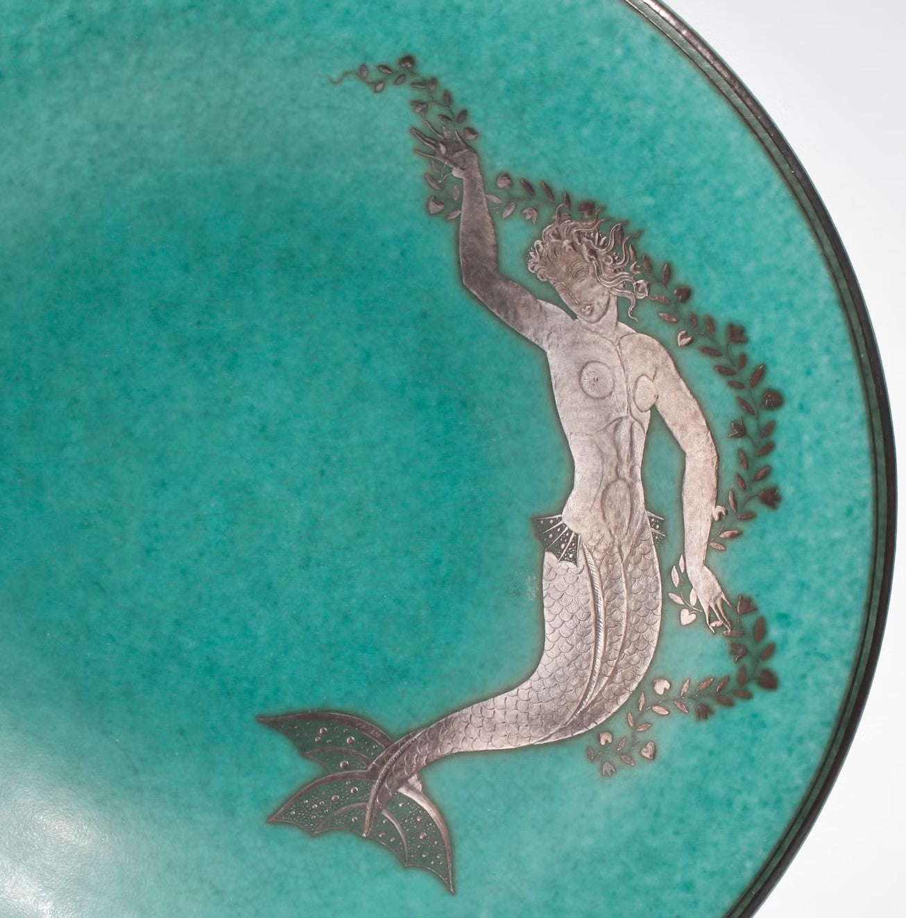 Wilhelm Kage Dish ceramic 'Argenta' for Gustavsberg Sweden 1940s Marked