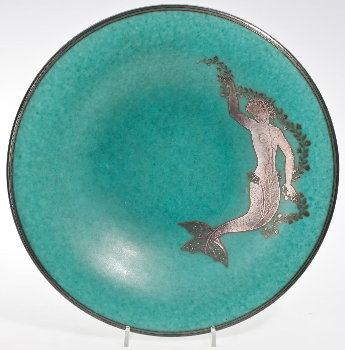 Wilhelm Kage Dish ceramic 'Argenta' for Gustavsberg Sweden 1940s Marked