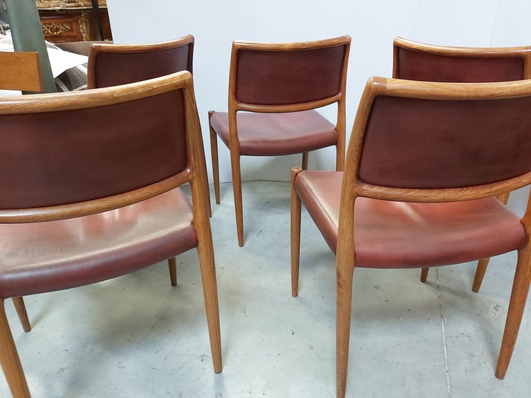 Niels Otto Moller Rosewood Armchair Mod N° 80 Set of 5 available