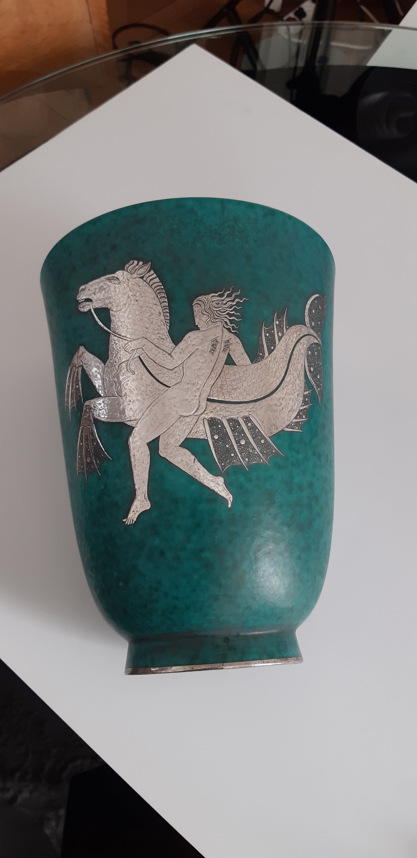 Wilhelm Kage Vase ‘Argenta’ for Gustavsberg Sweden 1935 Signed