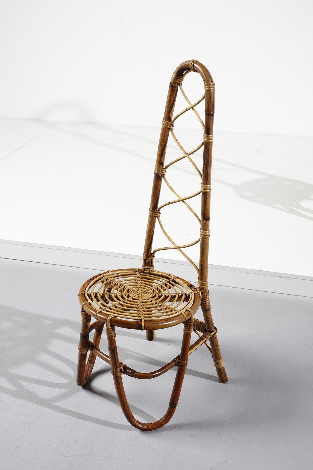 Sculptural Chair by Tito Agnoli Rattan and Bamboo, Italy, 1960