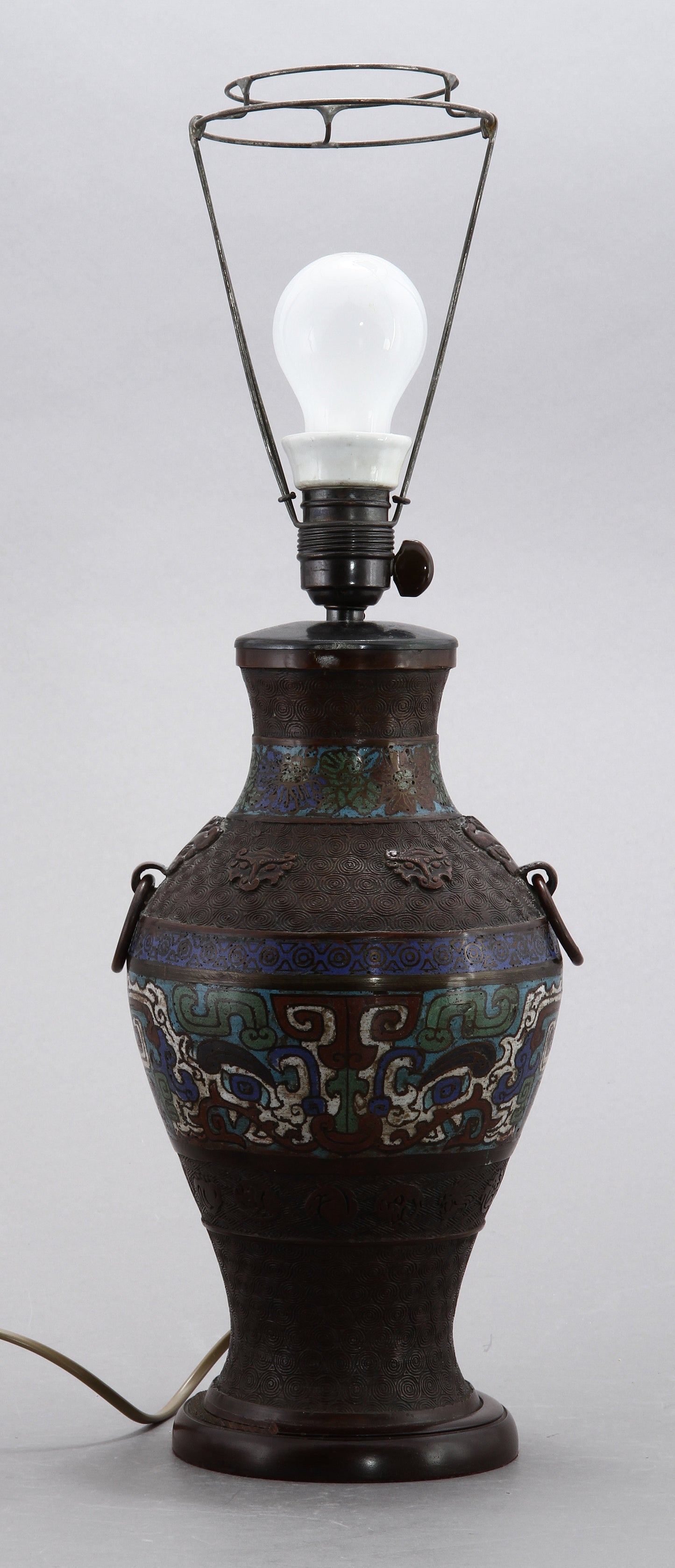 Cloisonné Table Lamp on Bronze, China 1880