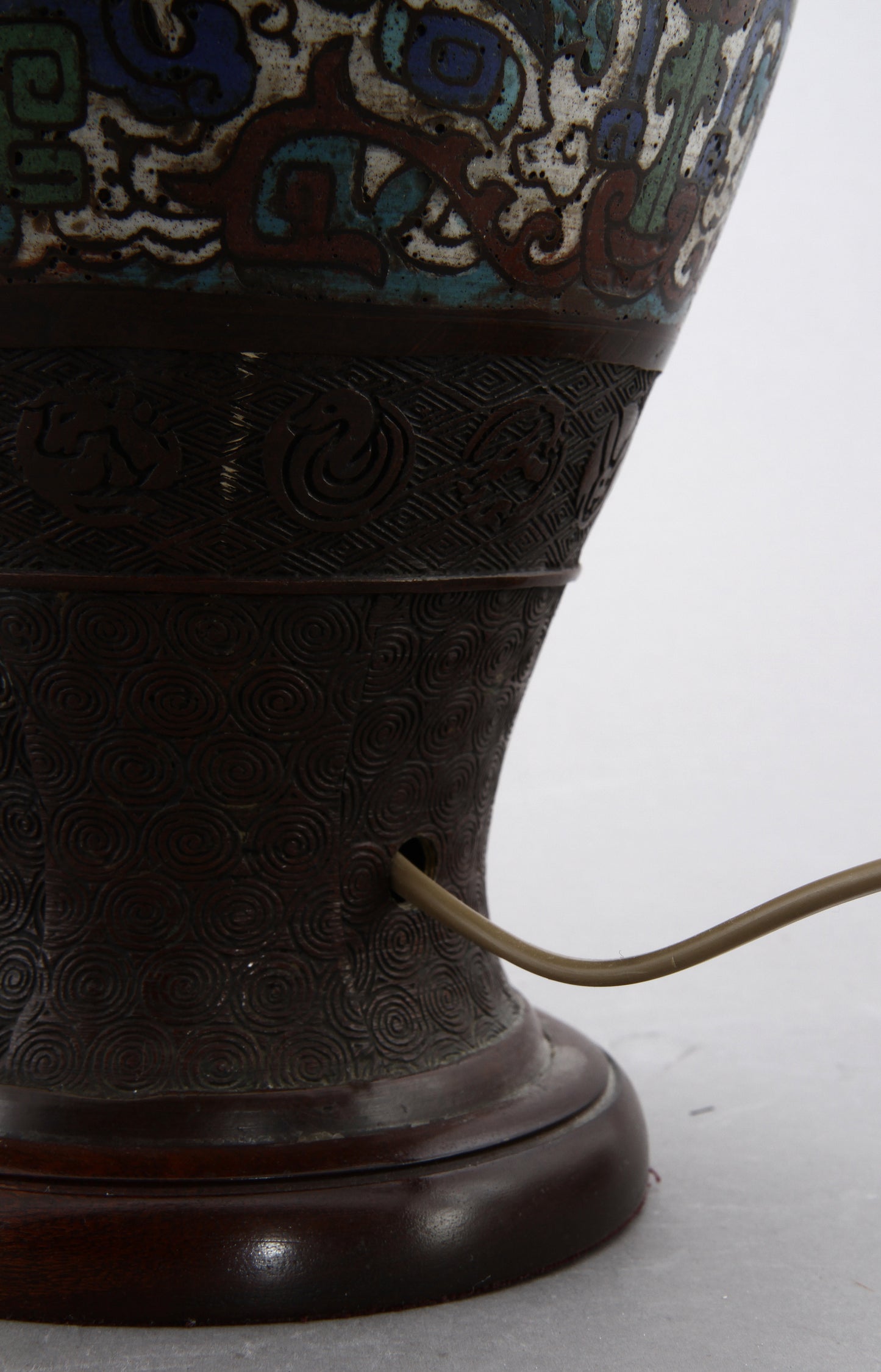 Cloisonné Table Lamp on Bronze, China 1880