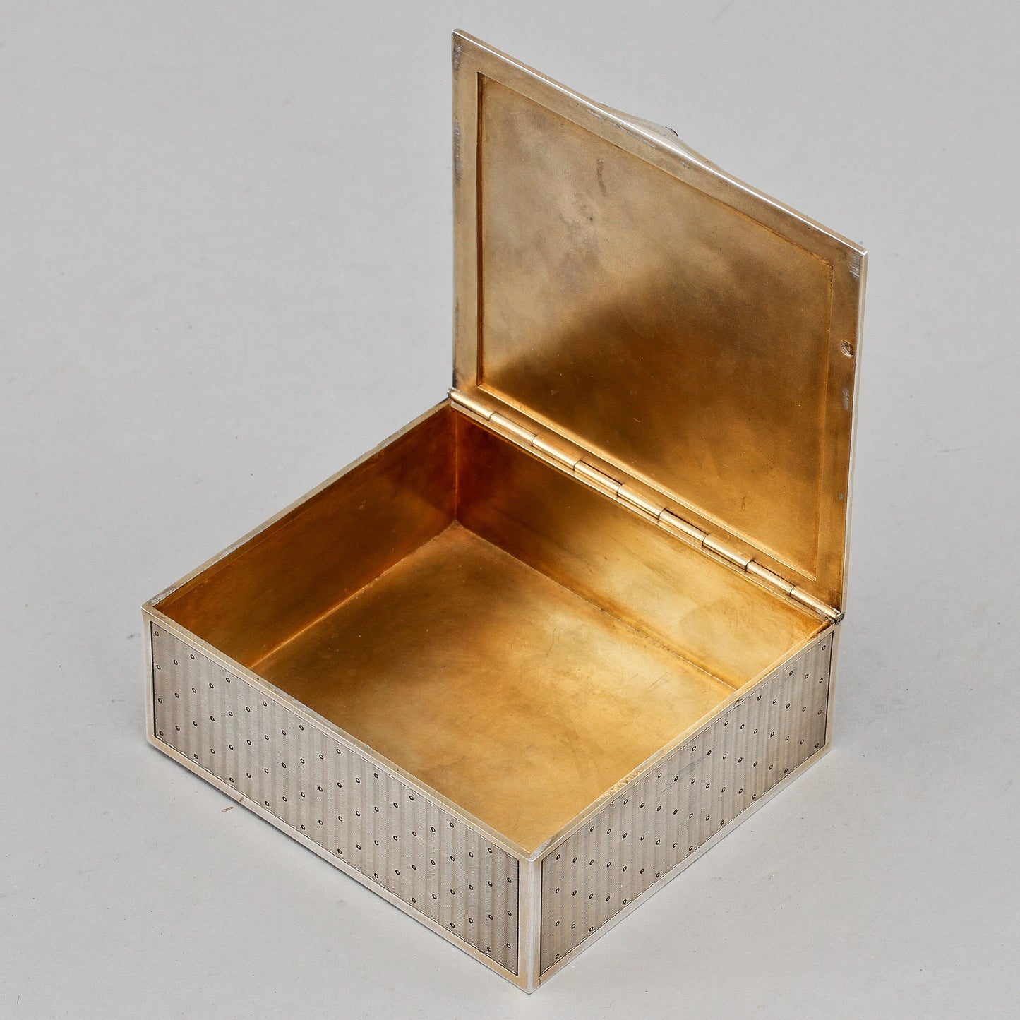 Sterling Silver Box by Emilie Langlois Gilded Stamped, France, 1940