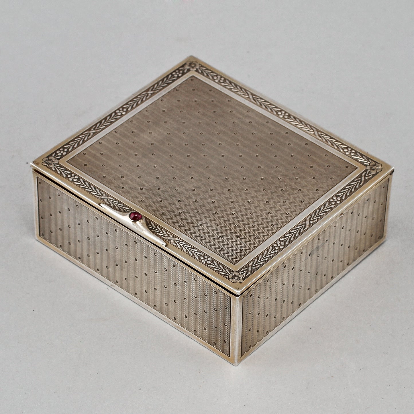 Sterling Silver Box by Emilie Langlois Gilded Stamped, France, 1940