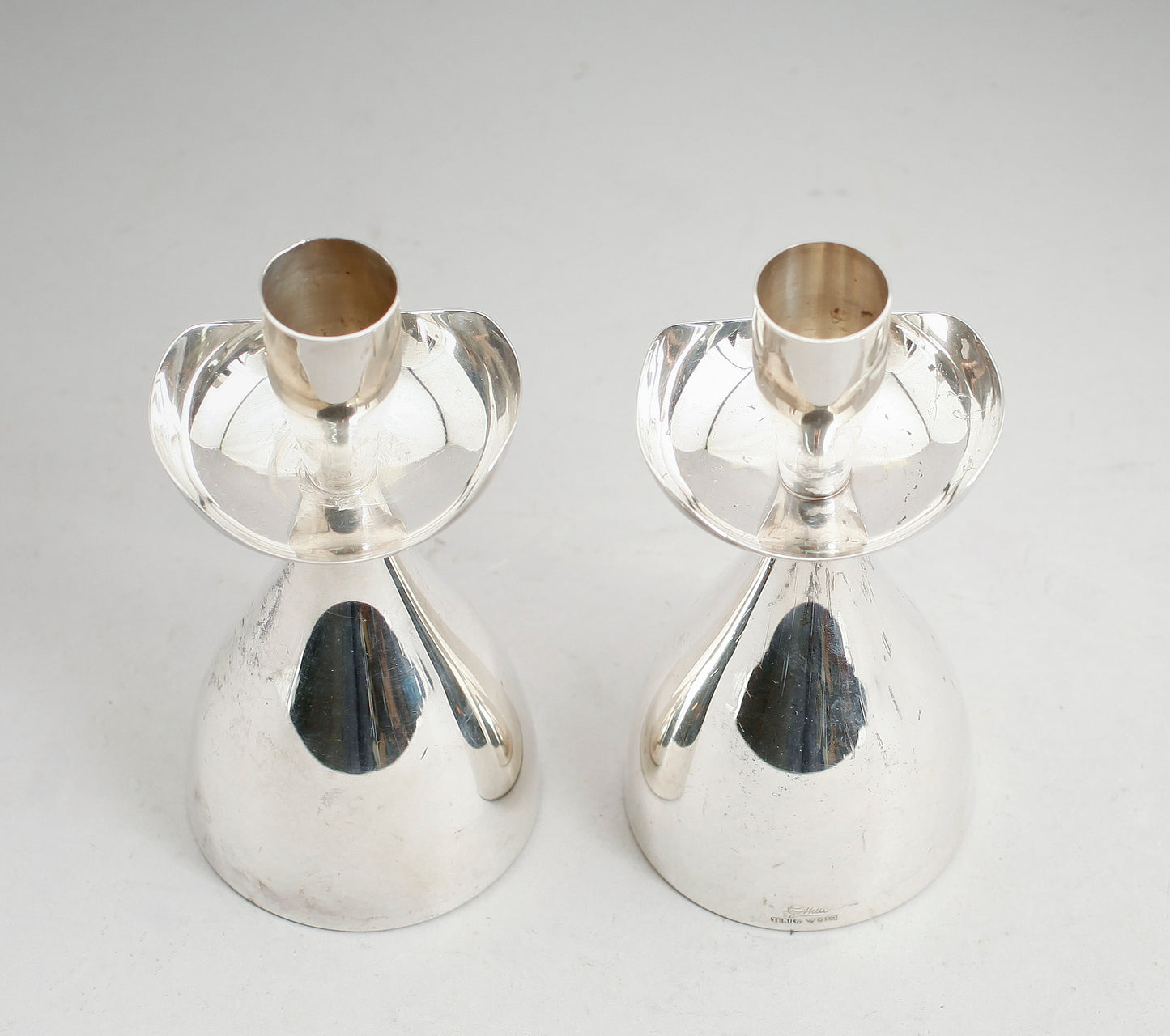 A pair of Silver candle Holder by GosthlinSweden 1960. Signed