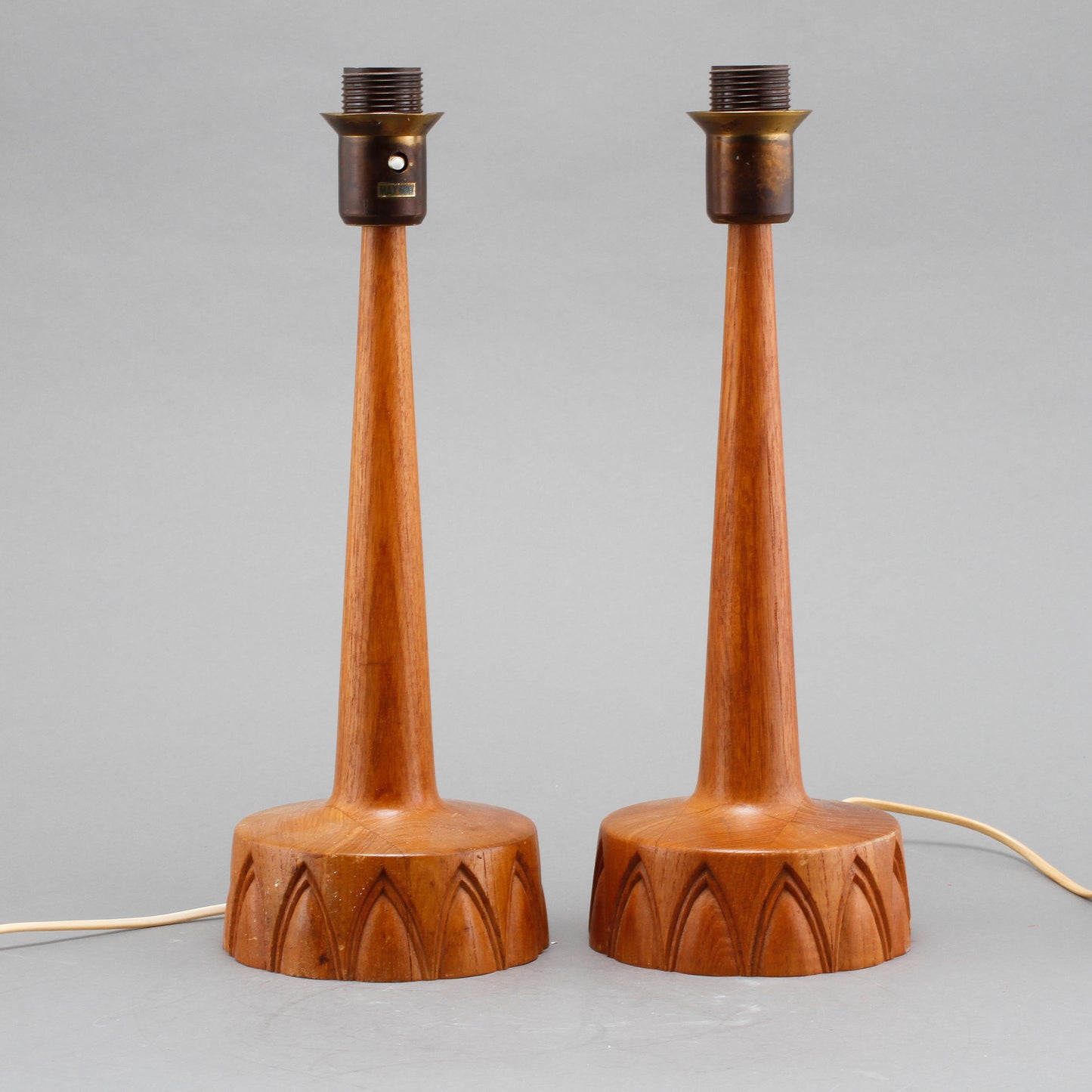 Sculpted Teak Table Lamps for Ab Stilarmatur Tranas, Sweden, 1960