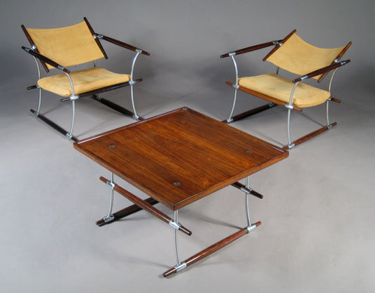 Jens Harald Quistgaard set of 2 Armchairs and Coffee Table "Stokke" in Rosewood